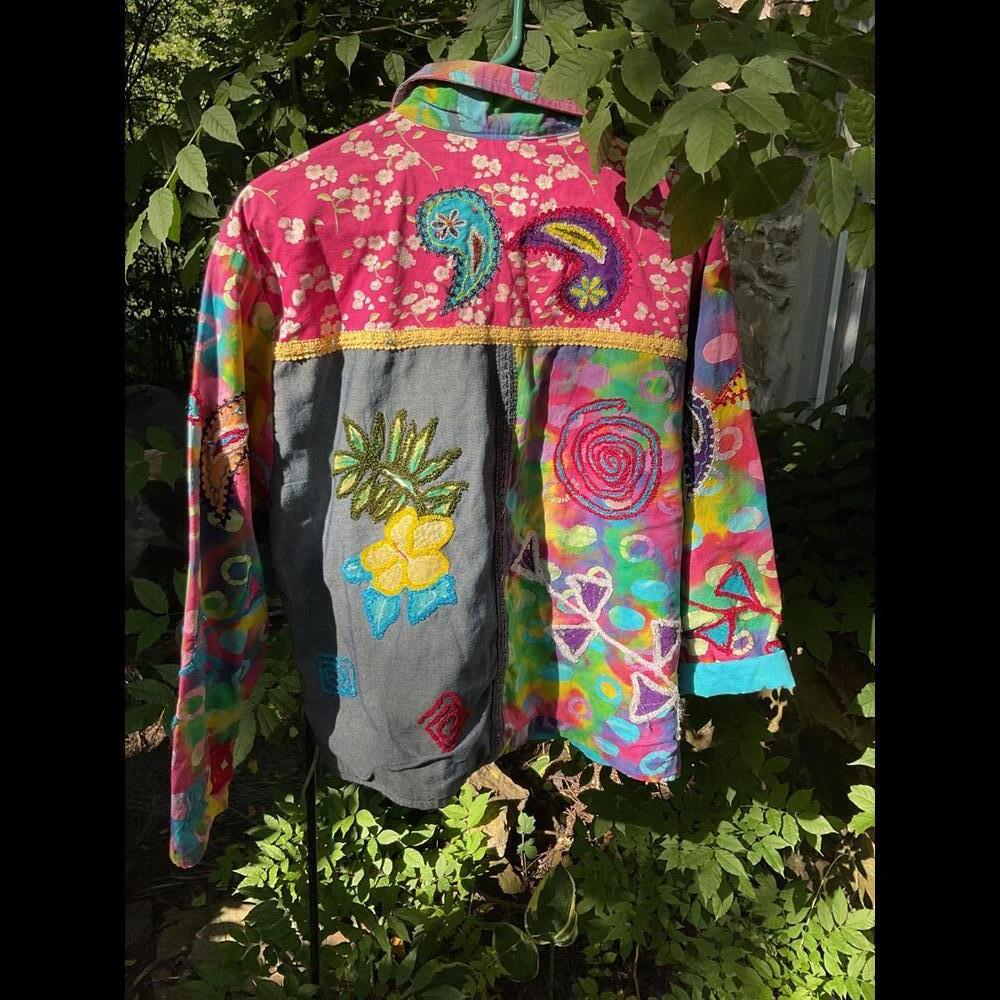 New Direction Vintage Patchwork Hippie, Boho Grandma Art to wear Jacket 14/16 - Picture 12 of 12